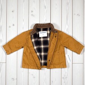 Old Navy NWT 0-3 Months Barn Chore Jacket with Flannel Lining Corduroy Collar